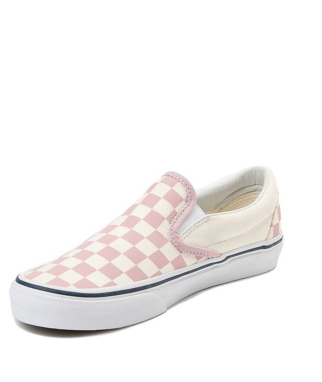 peach and white checkered vans